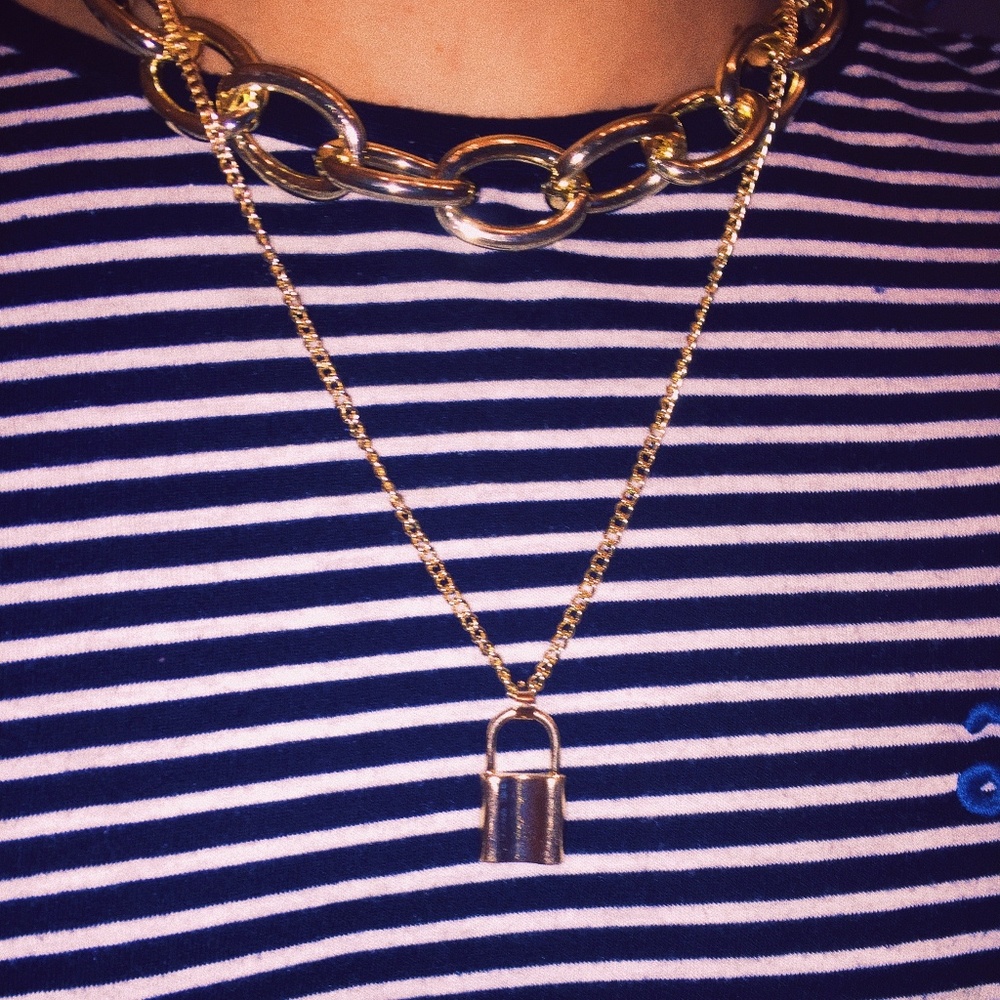 Gold Lock Chain w/ Choker (Women)